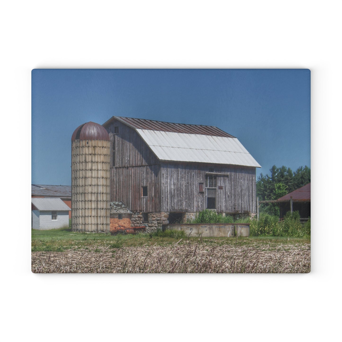 U R There Photography Millington Road Grey Rustic Farmhouse Tempered-Glass Cutting Board