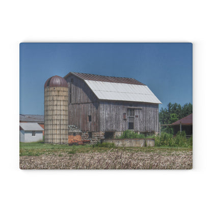 U R There Photography Millington Road Grey Rustic Farmhouse Tempered-Glass Cutting Board