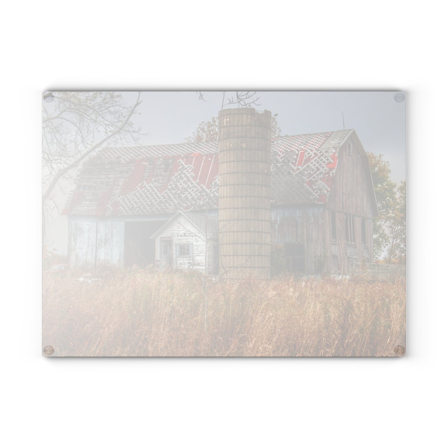 U R There Photography Hill Road Roadside Grey I Rustic Farmhouse Tempered-Glass Cutting Board