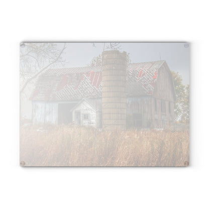 U R There Photography Hill Road Roadside Grey I Rustic Farmhouse Tempered-Glass Cutting Board
