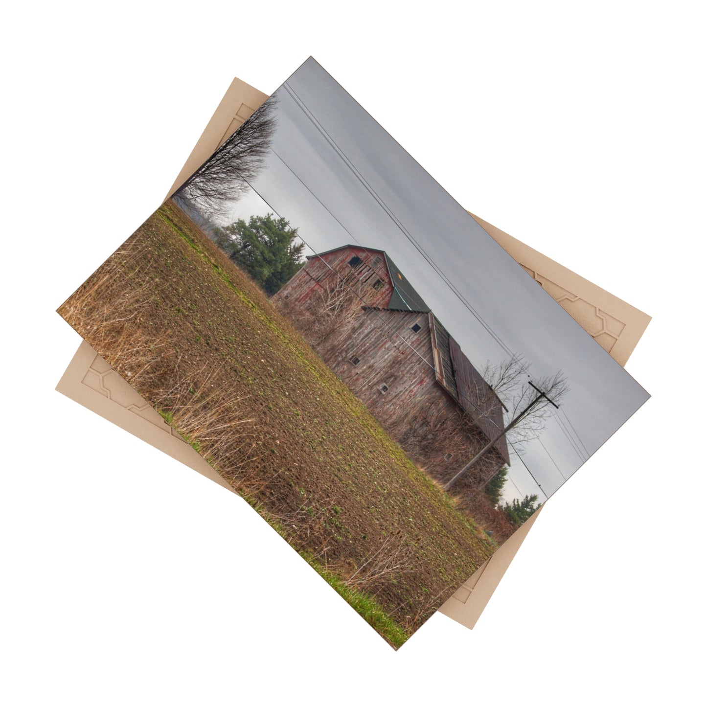 U R There Photography Bowers Road Grey Duo I Rustic Farmhouse Decorative Ceramic Tile