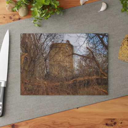 U R There Photography Hidden Silo of Fostoria Road Rustic Farmhouse Tempered-Glass Cutting Board