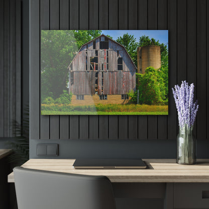 U R There Photography Mushroom Road Red and Silo Rustic Farmhouse Acrylic Wall Print