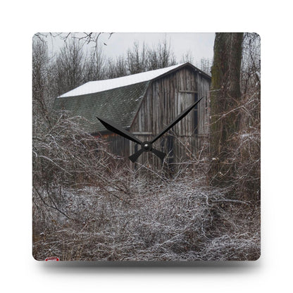 U R There Photography Saginaw Road Grey Rustic Farmhouse Acrylic Analog Wall Clock