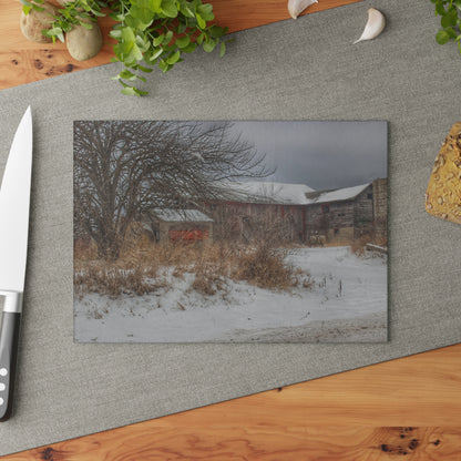 U R There Photography Midwinter Red Rustic Farmhouse Tempered-Glass Cutting Board