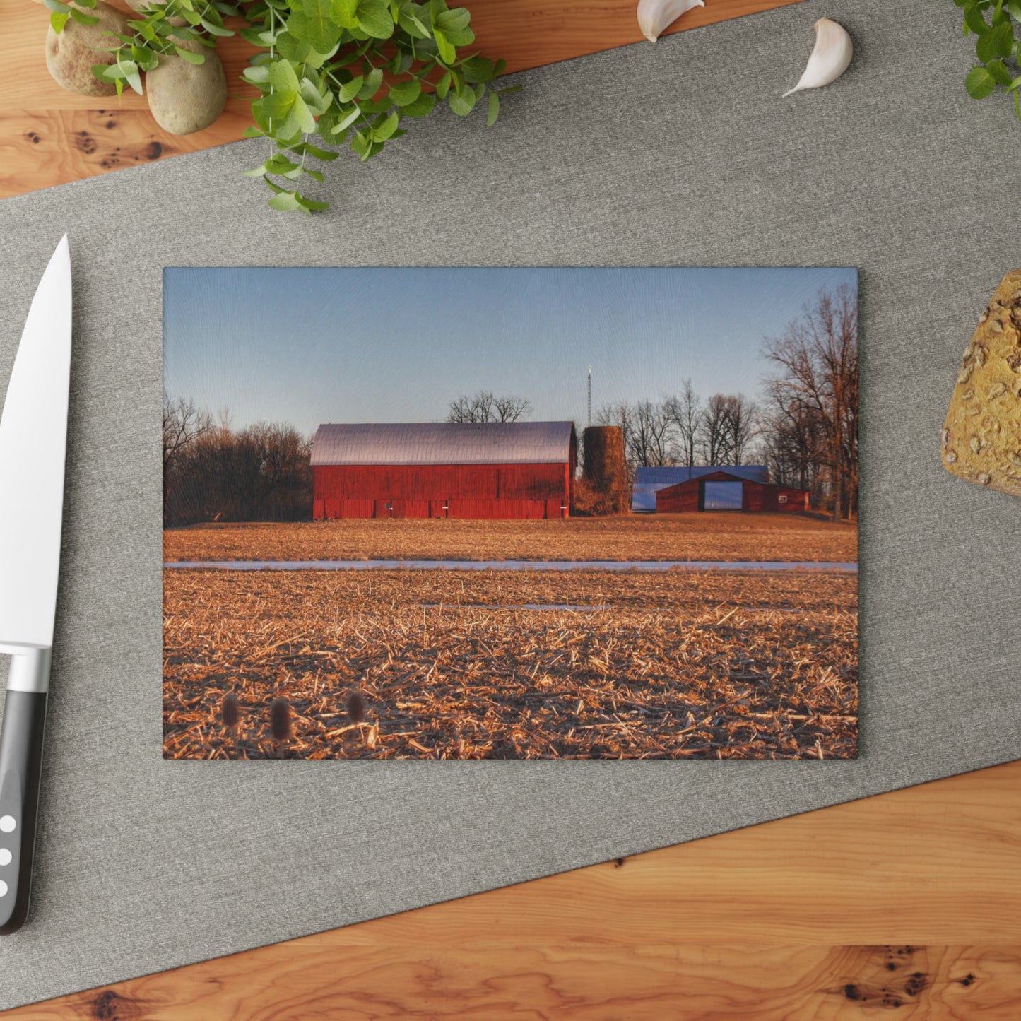 U R There Photography Early Spring on Catlin Road Rustic Farmhouse Tempered-Glass Cutting Board