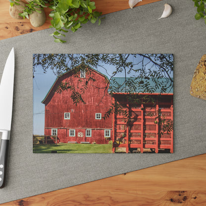 U R There Photography Gardner Road Red I Rustic Farmhouse Tempered-Glass Cutting Board