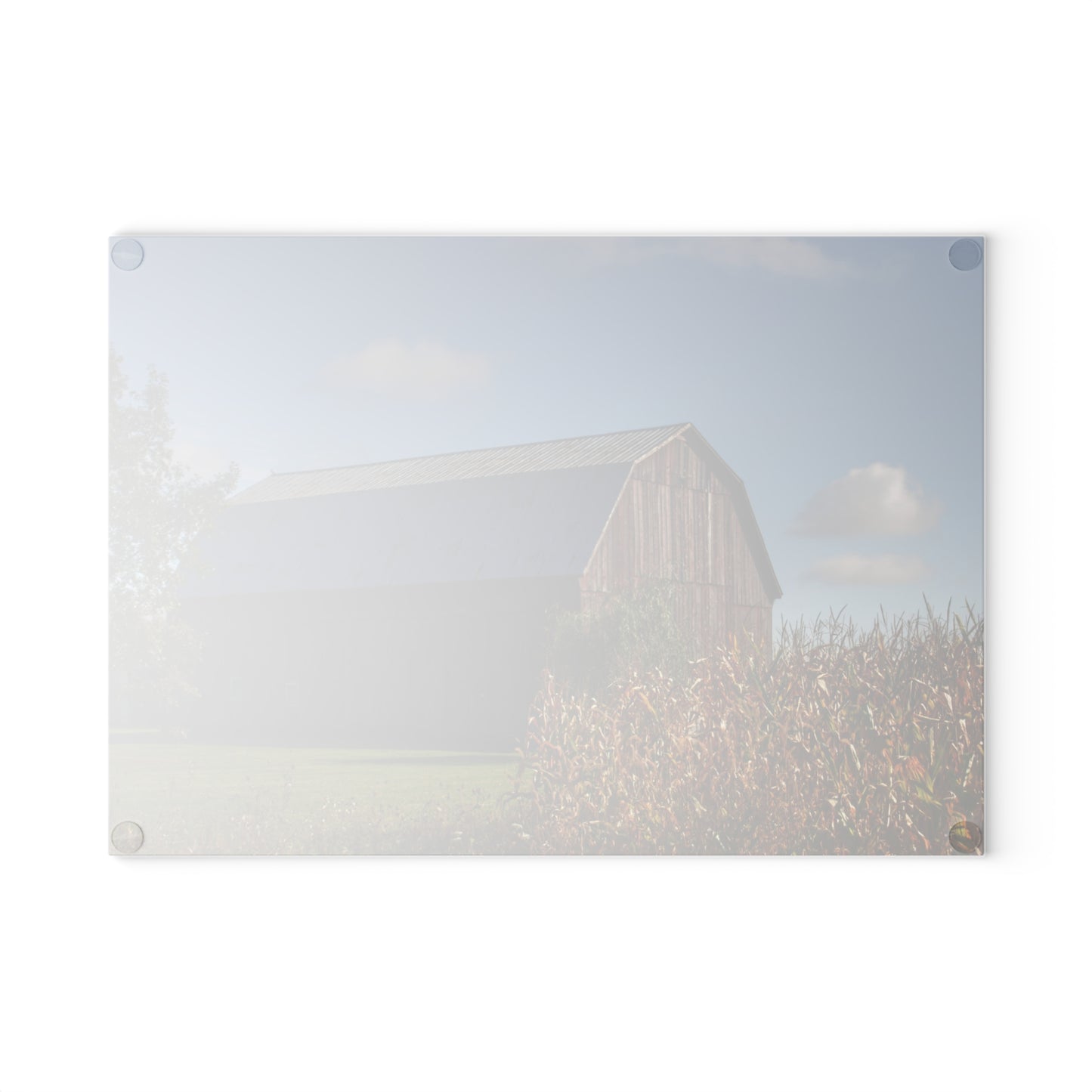U R There Photography Croswell Fargo Road Red Rustic Farmhouse Tempered-Glass Cutting Board