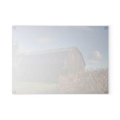 U R There Photography Croswell Fargo Road Red Rustic Farmhouse Tempered-Glass Cutting Board