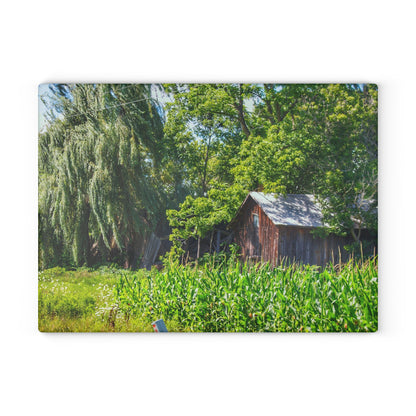 U R There Photography Roadside Ruin Rustic Farmhouse Tempered-Glass Cutting Board