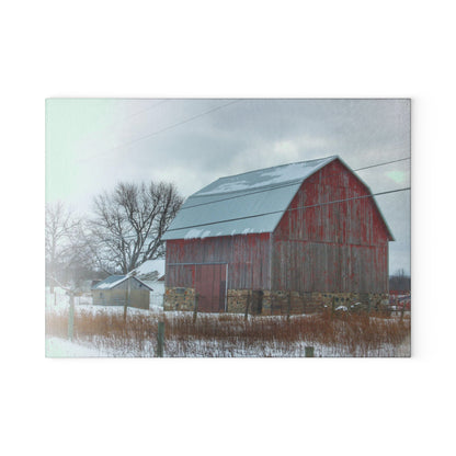 Barn Boutique Rustic Tempered-Glass Cutting Board| Lake Pleasant Stone Red and Little Grey