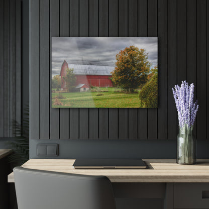 U R There Photography Columbiaville Red in Fall II Rustic Farmhouse Acrylic Wall Print