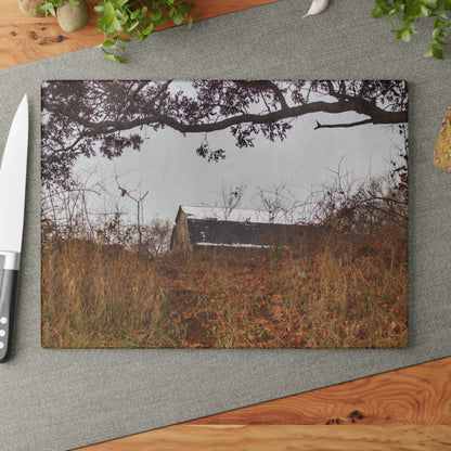 U R There Photography North Oxford Road Grey III Rustic Farmhouse Tempered-Glass Cutting Board