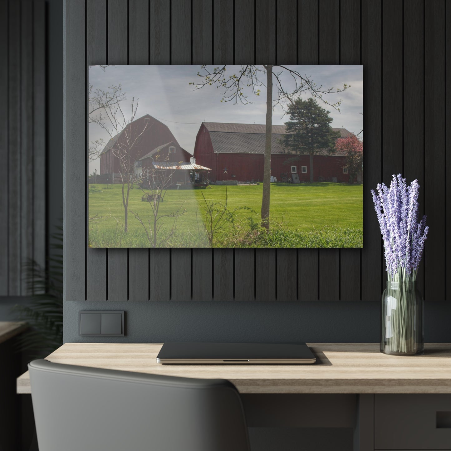 U R There Photography Bishop Road Reds I Rustic Farmhouse Acrylic Wall Print