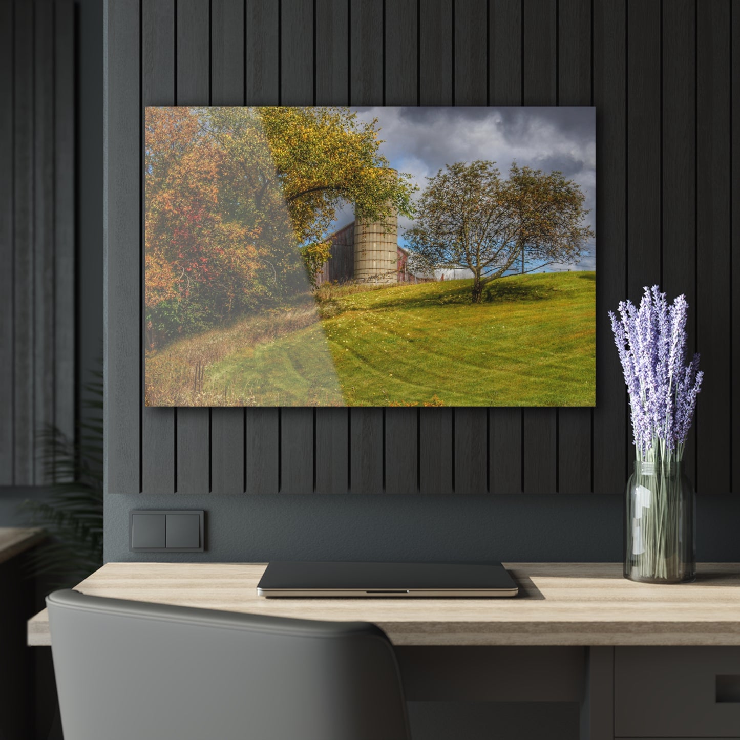 U R There Photography M-24 Hilltop Grey Rustic Farmhouse Acrylic Wall Print