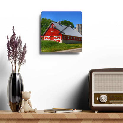 U R There Photography Metamora Red 2020 I Rustic Farmhouse Acrylic Analog Wall Clock