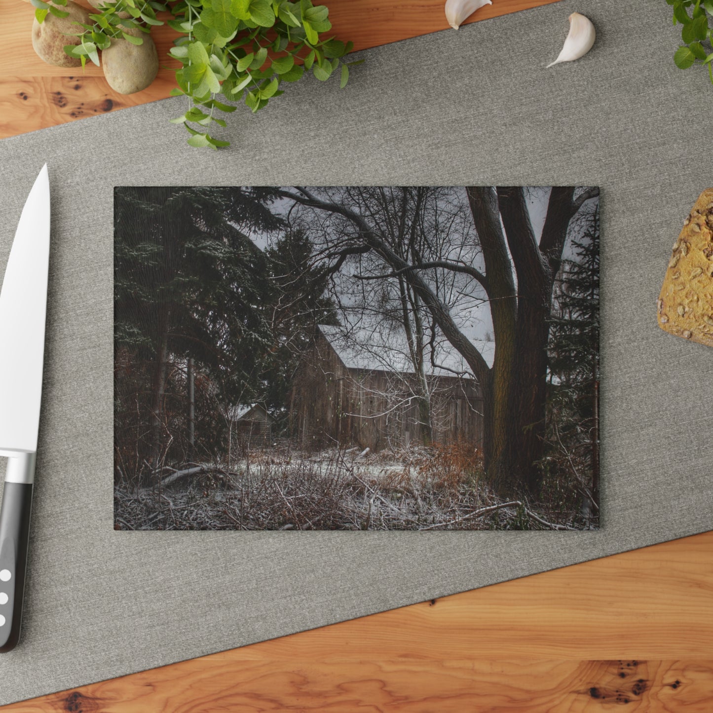 U R There Photography Willard Road Hidden Grey Rustic Farmhouse Tempered-Glass Cutting Board