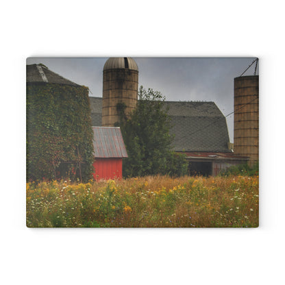 U R There Photography Silos of Otisville Rustic Farmhouse Tempered-Glass Cutting Board