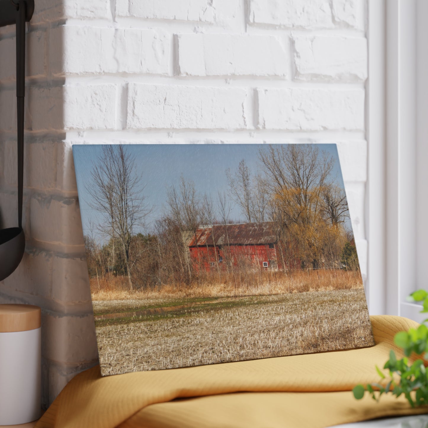 U R There Photography Hidden Scotch Settlement Red Rustic Farmhouse Tempered-Glass Cutting Board
