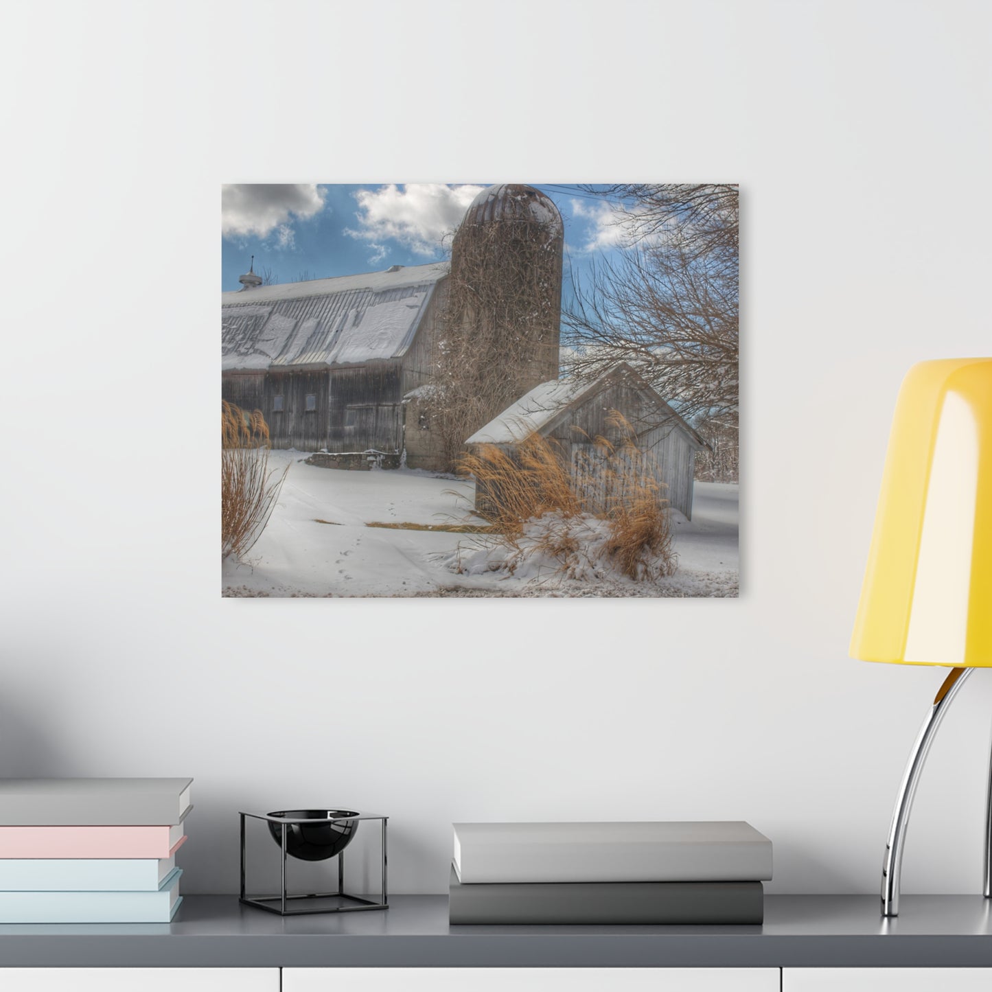 U R There Photography Ludwig Road Greys in Winter Rustic Farmhouse Acrylic Wall Print