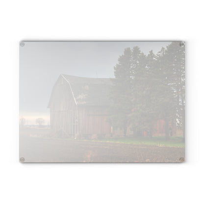 U R There Photography Owendale Red Rustic Farmhouse Tempered-Glass Cutting Board
