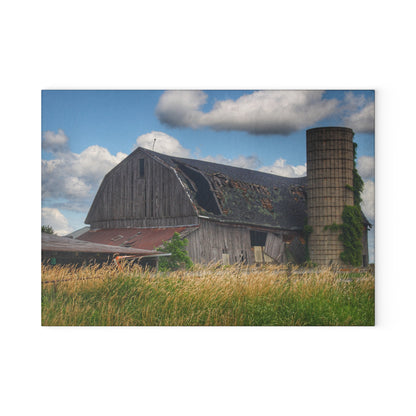 U R There Photography Millington Forgotten Grey Rustic Farmhouse Tempered-Glass Cutting Board