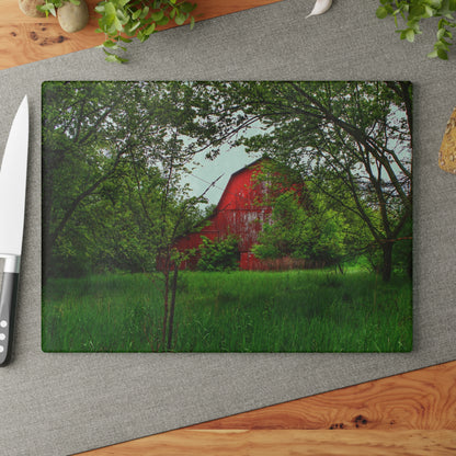 U R There Photography Bird Road Red Rustic Farmhouse Tempered-Glass Cutting Board