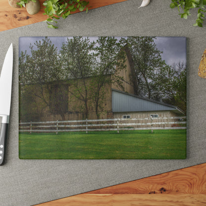 U R There Photography Grange Hall Road Whitewash Grey Rustic Farmhouse Tempered-Glass Cutting Board