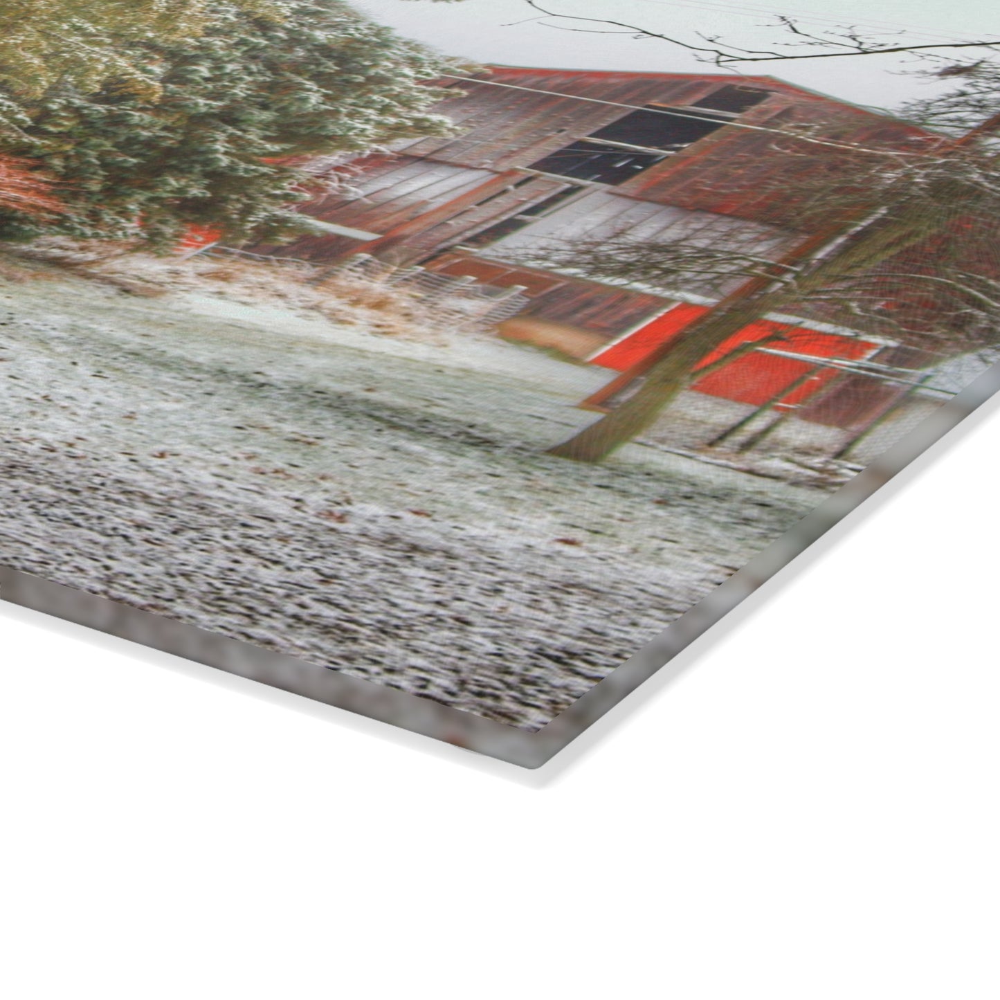 U R There Photography Lum Hidden Red Rustic Farmhouse Tempered-Glass Cutting Board