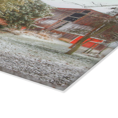 U R There Photography Lum Hidden Red Rustic Farmhouse Tempered-Glass Cutting Board