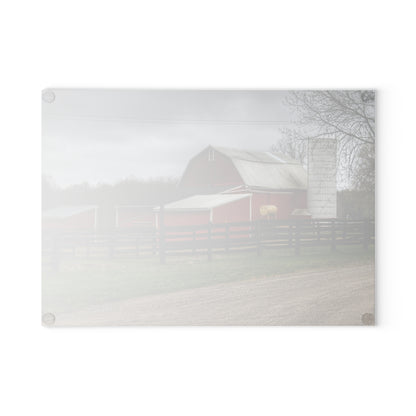 U R There Photography West Lake Road Happy Barn Rustic Farmhouse Tempered-Glass Cutting Board