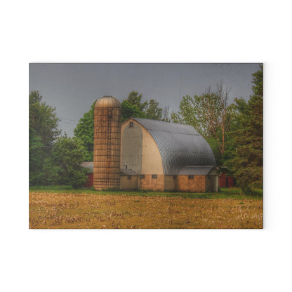 U R There Photography Carpenter Road White II Rustic Farmhouse Tempered-Glass Cutting Board