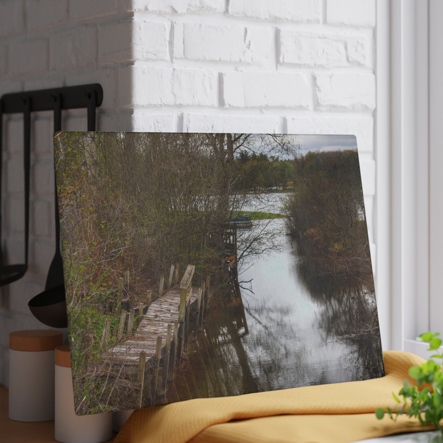 U R There Photography Private Pathways Rustic Farmhouse Tempered-Glass Cutting Board
