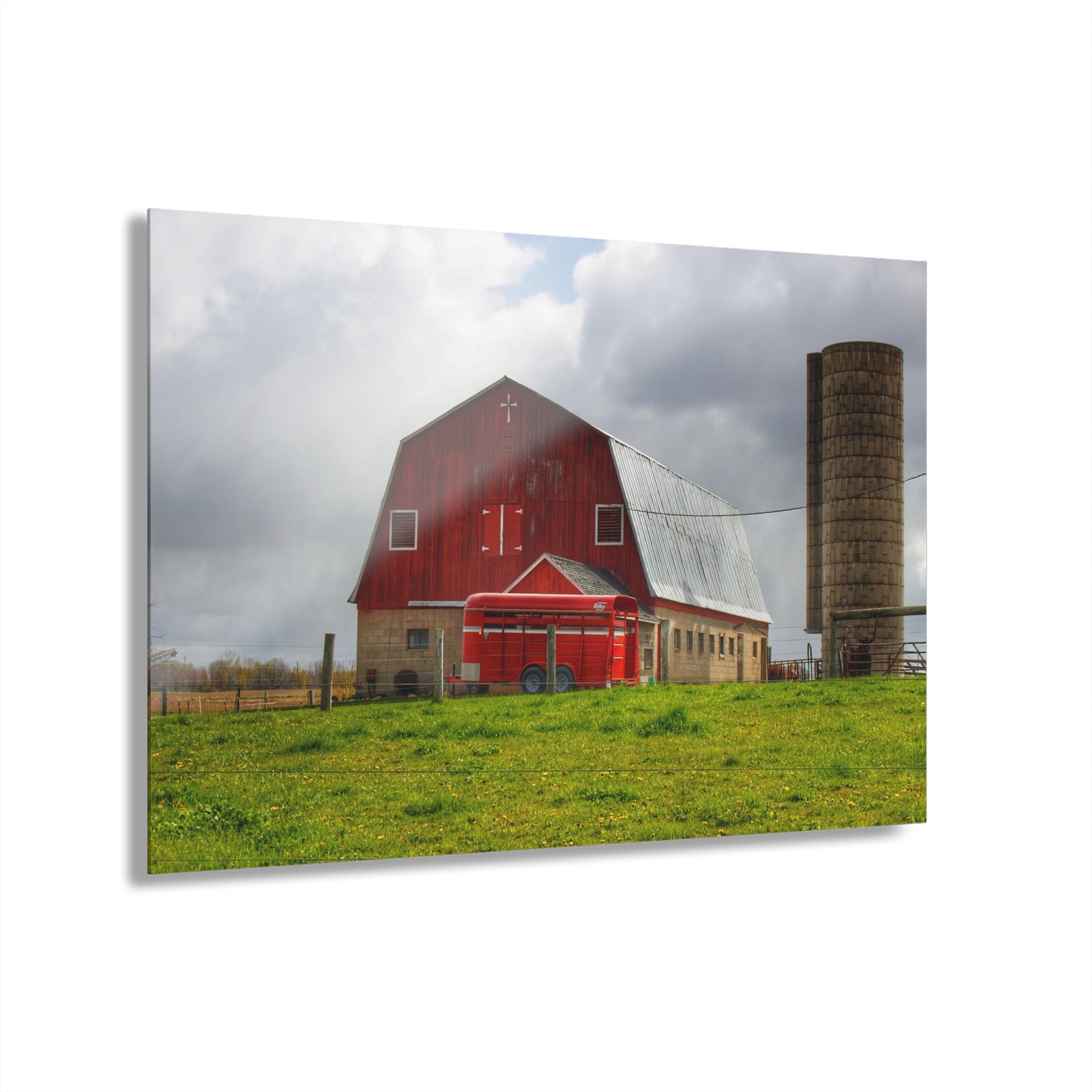 U R There Photography Clothier Road Red and Silo Rustic Farmhouse Acrylic Wall Print