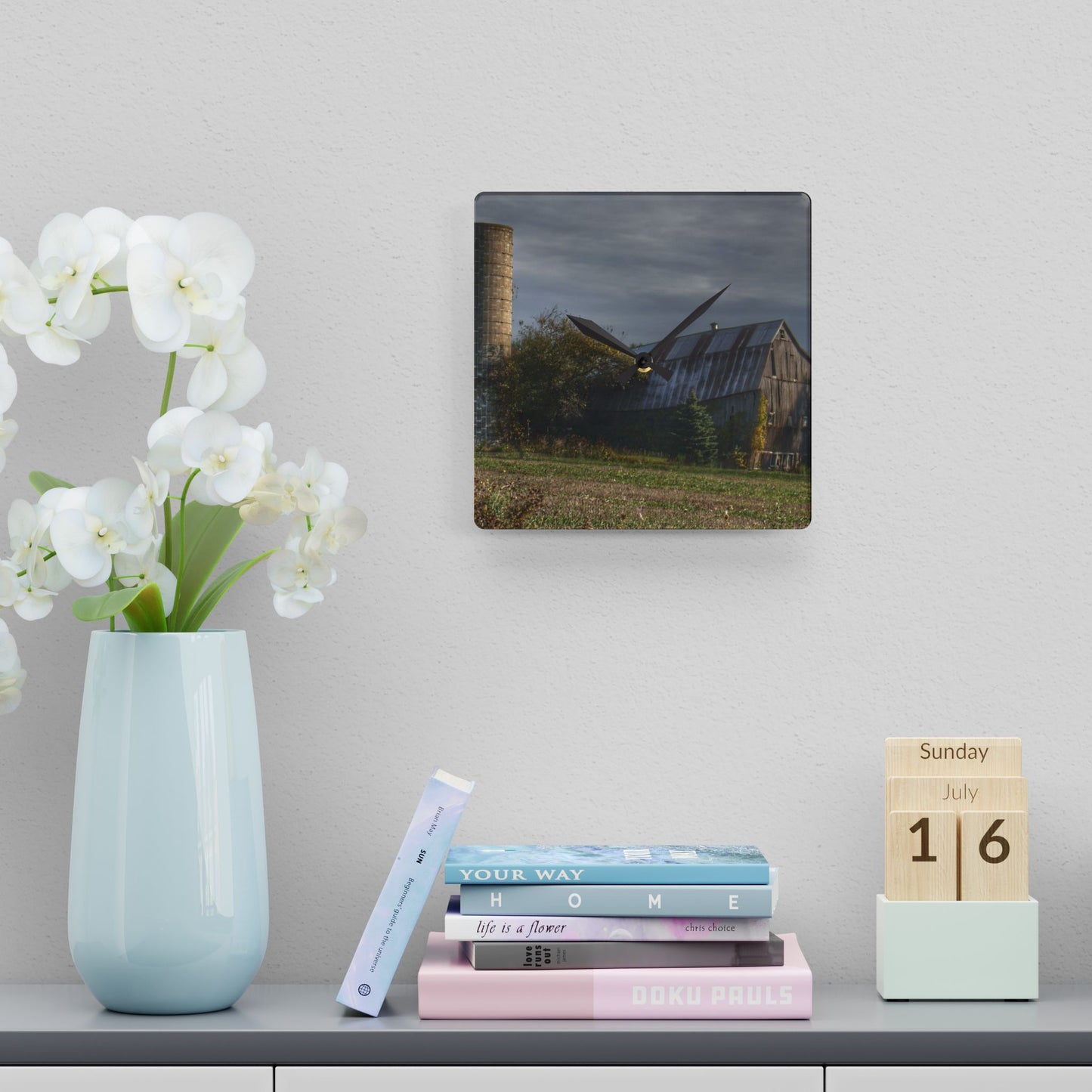 U R There Photography Collapsing in Croswell Rustic Farmhouse Acrylic Analog Wall Clock