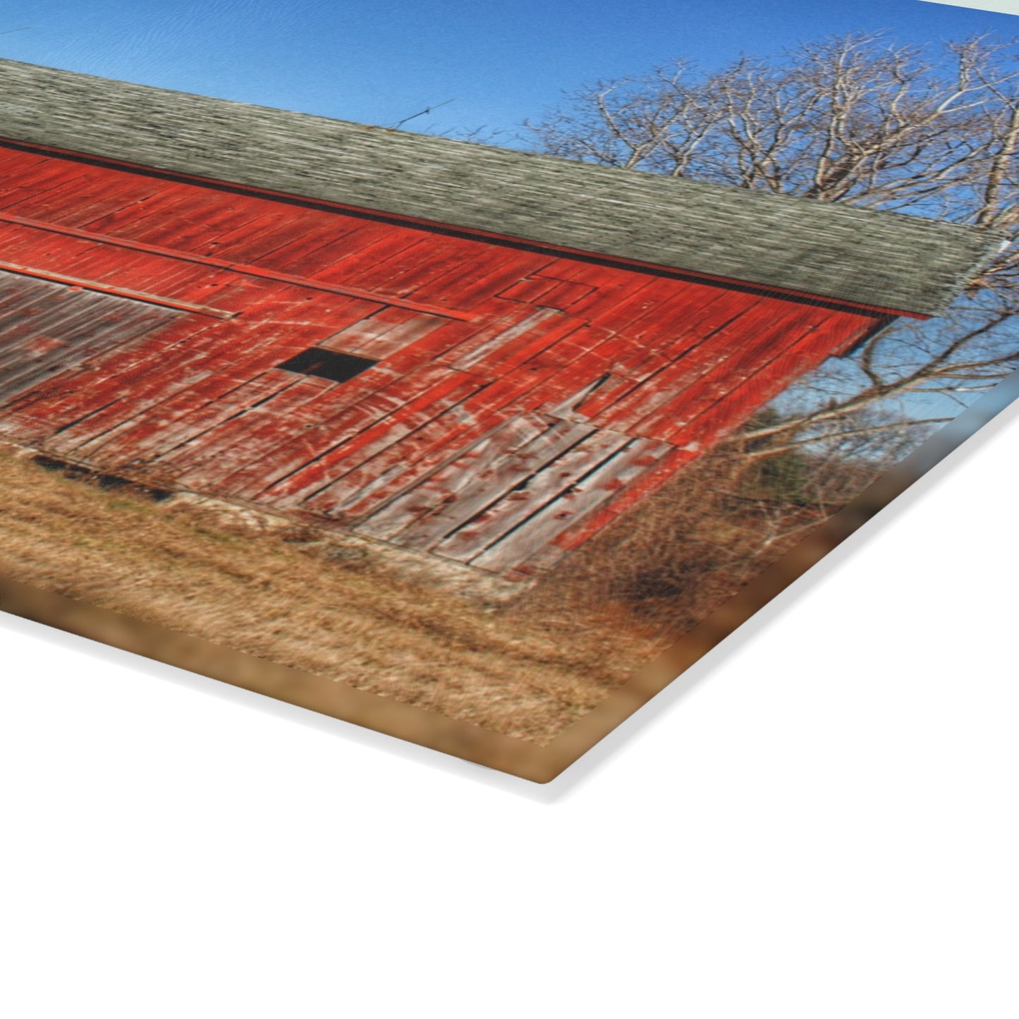 U R There Photography Vernor Road Red Rustic Farmhouse Tempered-Glass Cutting Board