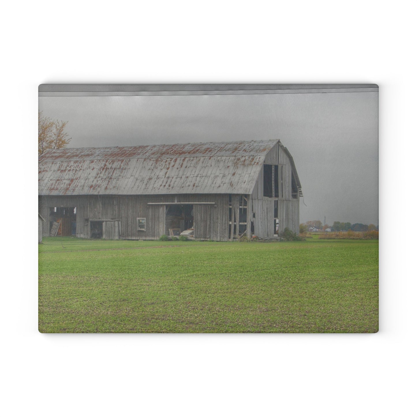 U R There Photography Bradford Road Grey Rustic Farmhouse Tempered-Glass Cutting Board
