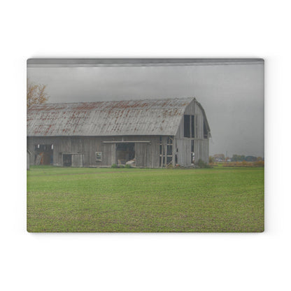 U R There Photography Bradford Road Grey Rustic Farmhouse Tempered-Glass Cutting Board