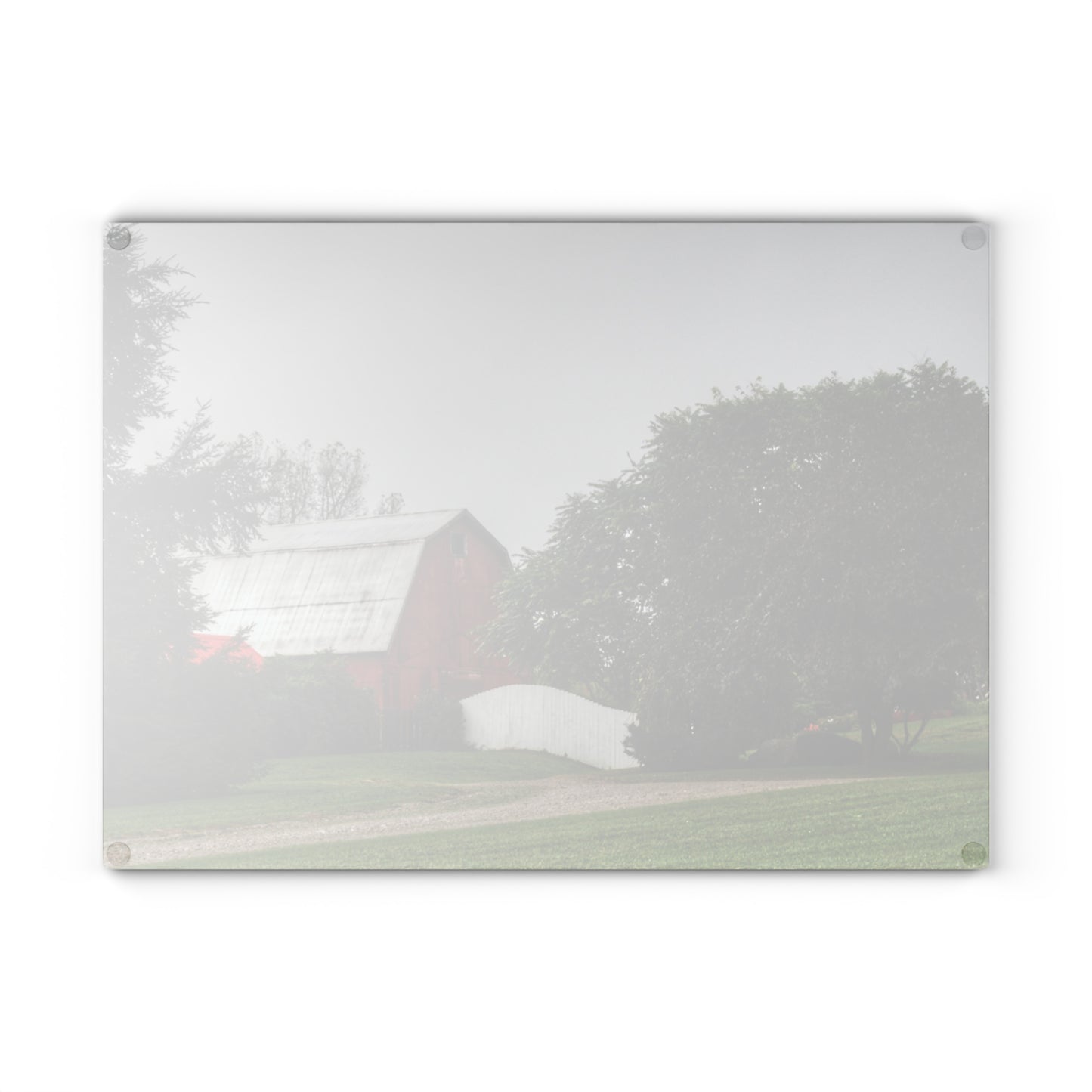 U R There Photography Bronson Lake Hidden Red II Rustic Farmhouse Tempered-Glass Cutting Board