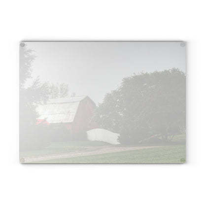 U R There Photography Bronson Lake Hidden Red II Rustic Farmhouse Tempered-Glass Cutting Board