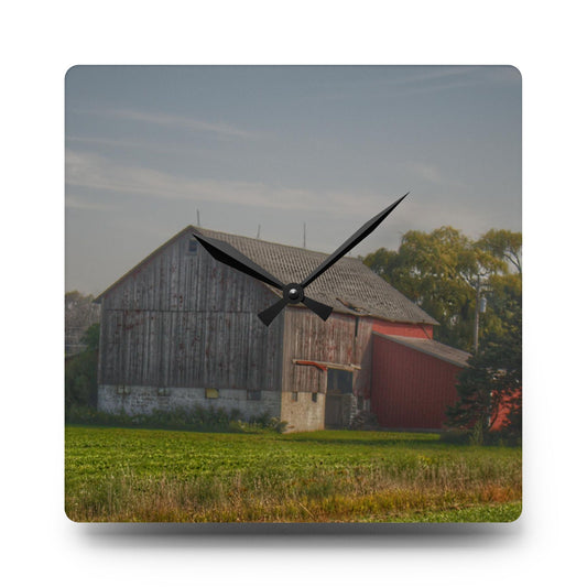 Pigeon Grey Saltbox Rustic Farmhouse Acrylic Analog Wall Clock 10.75'' × 10.75'' (Square)