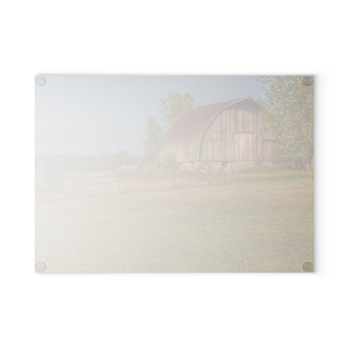 U R There Photography Snover Quonset Grey Rustic Farmhouse Tempered-Glass Cutting Board