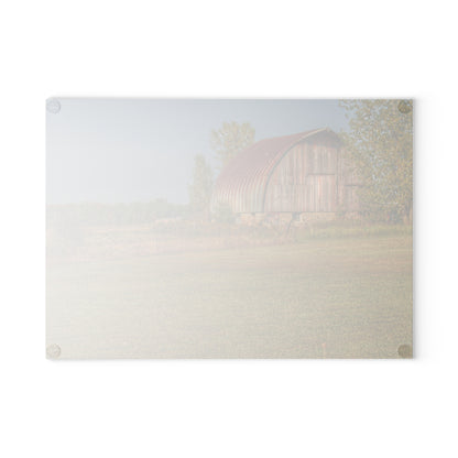 U R There Photography Snover Quonset Grey Rustic Farmhouse Tempered-Glass Cutting Board