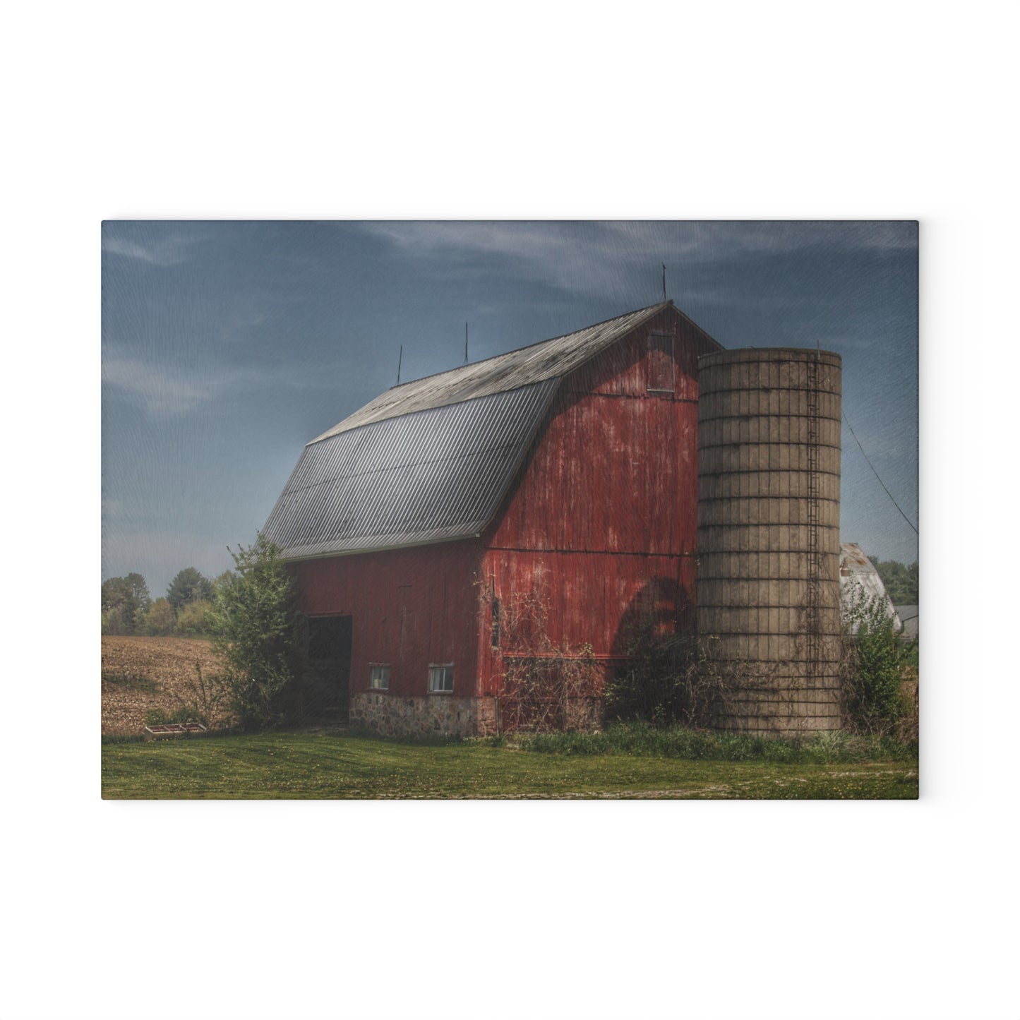 U R There Photography McDowell Road Red Rustic Farmhouse Tempered-Glass Cutting Board