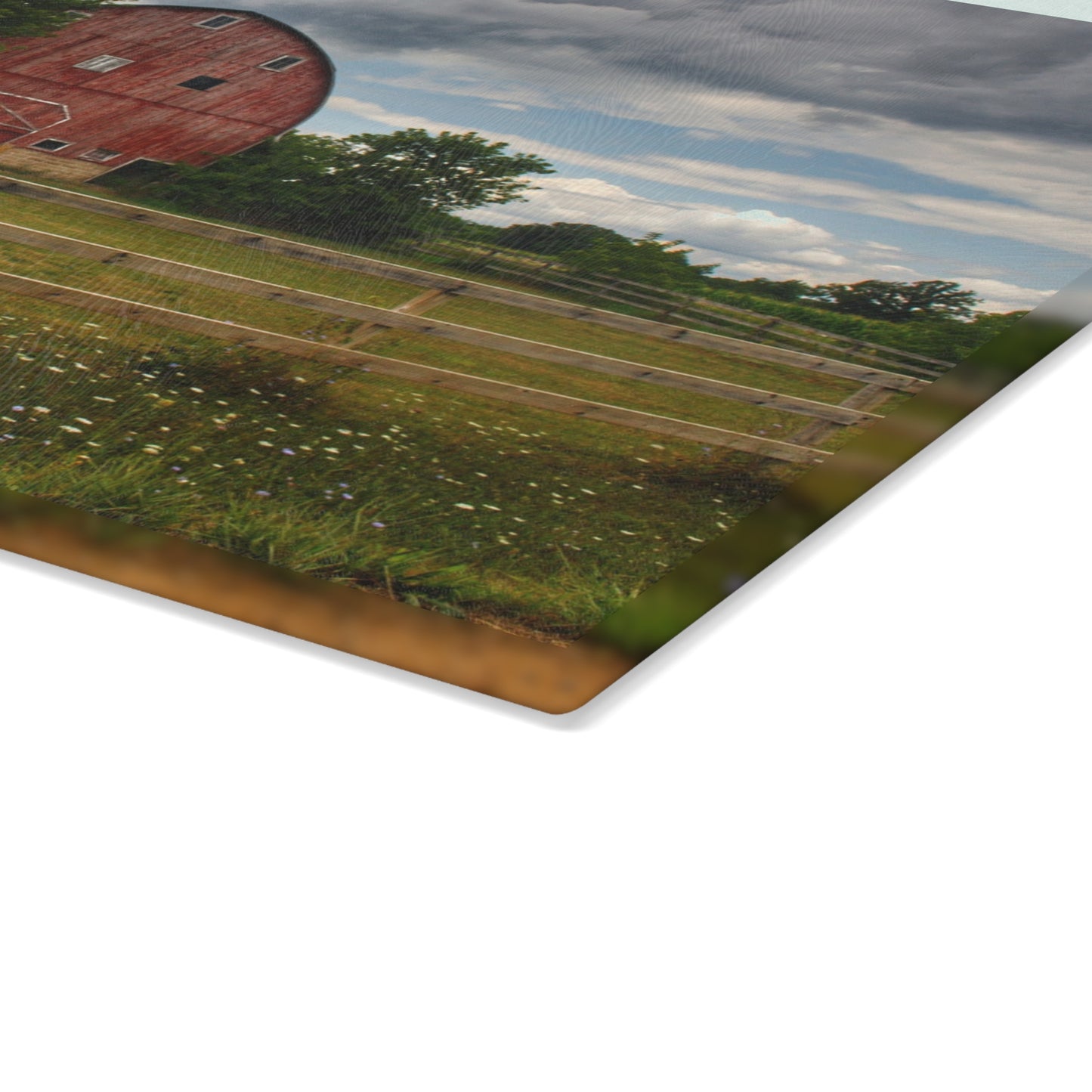 U R There Photography Elba Township Red Rustic Farmhouse Tempered-Glass Cutting Board