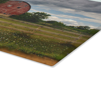 U R There Photography Elba Township Red Rustic Farmhouse Tempered-Glass Cutting Board