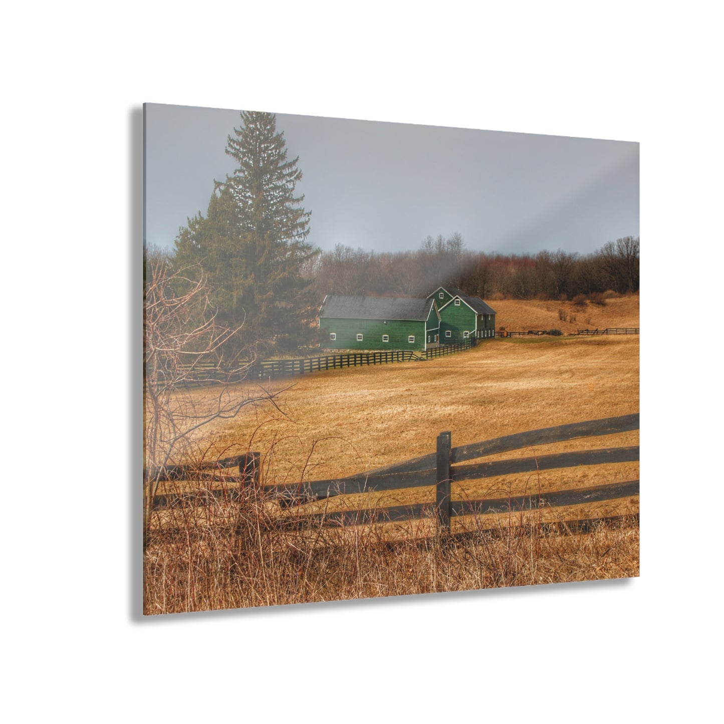 U R There Photography Green Barns and Broken Fences Rustic Farmhouse Acrylic Wall Print