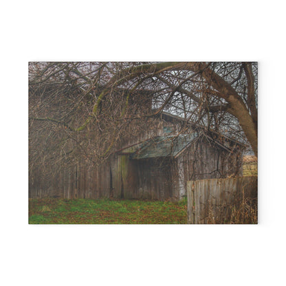 U R There Photography Bowers Road Greys III Rustic Farmhouse Tempered-Glass Cutting Board