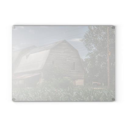U R There Photography Murphy Lake Road Grey II Rustic Farmhouse Tempered-Glass Cutting Board