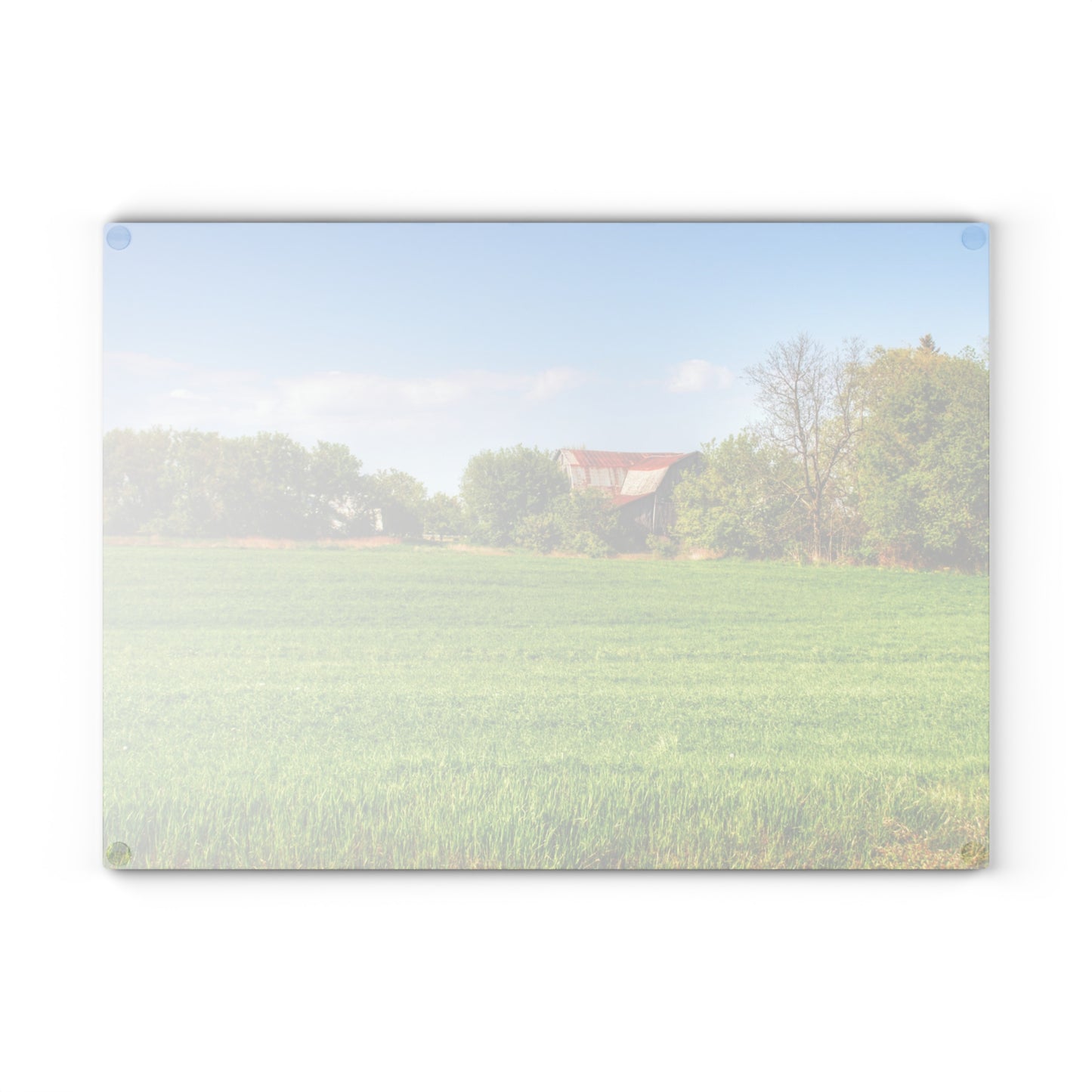 U R There Photography Deckerville Road Hidden Red Rustic Farmhouse Tempered-Glass Cutting Board